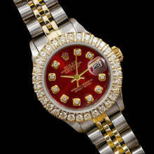 Afbeelding in Gallery-weergave laden, Rolex Datejust 6917 26MM Tweekleurig Horloge met Rode Diamanten Wijzerplaat
