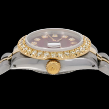 Afbeelding in Gallery-weergave laden, Rolex Datejust 6917 26MM Tweekleurig Horloge met Rode Diamanten Wijzerplaat
