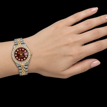 Afbeelding in Gallery-weergave laden, Rolex Datejust 6917 26MM Tweekleurig Horloge met Rode Diamanten Wijzerplaat
