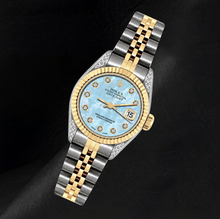 Afbeelding in Gallery-weergave laden, Rolex Datejust 6917 26mm Blauw Parelmoer Diamanten Wijzerplaat Tweekleurig Horloge
