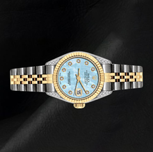 Afbeelding in Gallery-weergave laden, Rolex Datejust 6917 26mm Blauw Parelmoer Diamanten Wijzerplaat Tweekleurig Horloge
