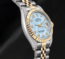 Afbeelding in Gallery-weergave laden, Rolex Datejust 6917 26mm Blauw Parelmoer Diamanten Wijzerplaat Tweekleurig Horloge
