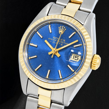 Afbeelding in Gallery-weergave laden, Rolex Datejust 6917 26mm Tweekleurig Horloge met Blauwe Wijzerplaat met Streepindexen
