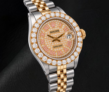Afbeelding in Gallery-weergave laden, Rolex Datejust 6917 26mm Romeinse Gepaveerde Diamanten Wijzerplaat Tweekleurig Horloge
