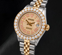 Afbeelding in Gallery-weergave laden, Rolex Datejust 6917 26mm Romeinse Gepaveerde Diamanten Wijzerplaat Tweekleurig Horloge
