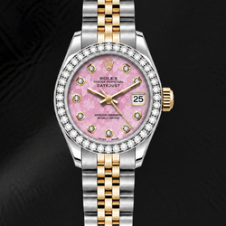 Rolex Datejust 6917 26mm Roze Bloemenmotief Diamanten Wijzerplaat Tweekleurig Horloge