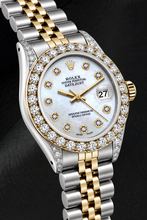 Afbeelding in Gallery-weergave laden, Rolex Datejust 6917 26mm Wit Parelmoer Diamanten Wijzerplaat Tweekleurig Horloge
