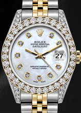 Afbeelding in Gallery-weergave laden, Rolex Datejust 6917 26mm Wit Parelmoer Diamanten Wijzerplaat Tweekleurig Horloge
