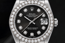 Afbeelding in Gallery-weergave laden, Rolex Datejust 78240 31mm Zwarte Diamanten Wijzerplaat Roestvrij Staal Horloge
