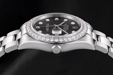 Afbeelding in Gallery-weergave laden, Rolex Datejust 78240 31mm Zwarte Diamanten Wijzerplaat Roestvrij Staal Horloge
