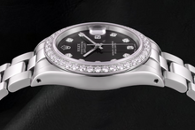 Afbeelding in Gallery-weergave laden, Rolex Datejust 78240 31mm Zwarte Diamanten Wijzerplaat Roestvrij Staal Horloge
