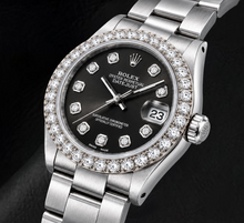 Afbeelding in Gallery-weergave laden, Rolex Datejust 78240 31mm Zwarte Diamanten Wijzerplaat Roestvrij Staal Horloge
