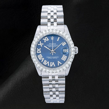 Afbeelding in Gallery-weergave laden, Rolex Datejust 78274 31mm Blauwe Romeinse Diamanten Wijzerplaat Roestvrij Staal Jubilee-armband
