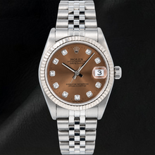 Afbeelding in Gallery-weergave laden, Rolex Datejust 78274 31mm Bruine Diamanten Wijzerplaat Roestvrij Staal Jubilee-armband Horloge
