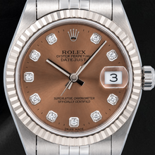Afbeelding in Gallery-weergave laden, Rolex Datejust 78274 31mm Bruine Diamanten Wijzerplaat Roestvrij Staal Jubilee-armband Horloge
