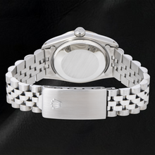 Afbeelding in Gallery-weergave laden, Rolex Datejust 78274 31 mm horloge met witte wijzerplaat Romeinse cijfers geribbelde lunette roestvrijstalen kast en Jubilee horlogeband
