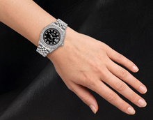 Afbeelding in Gallery-weergave laden, Rolex Datejust Zwarte Diamanten Wijzerplaat met Diamantsnoer 26 mm Roestvrij Staal 6916 Horloge
