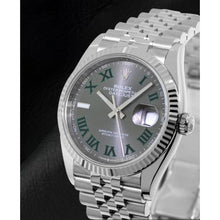 Afbeelding in Gallery-weergave laden, Rolex Datejust Grey Wimbledon Romeinse wijzerplaat 36mm roestvrij staal horloge

