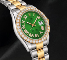 Afbeelding in Gallery-weergave laden, Rolex Datejust II 41mm 116333 Groene Romeinse Diamanten Wijzerplaat Tweekleurig Horloge
