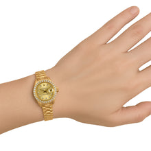 Afbeelding in Gallery-weergave laden, Rolex Datejust President-horloge met champagnekleurige diamanten wijzerplaat van 26 mm geel goud P4
