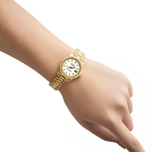 Afbeelding in Gallery-weergave laden, Rolex Datejust President Style Geelgouden Dameshorloge Met Witte Staafwijzerplaat P1
