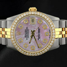 Afbeelding in Gallery-weergave laden, Rolex Datejust Roze Parelmoer Diamant Wijzerplaat 31 mm Tweekleurig Horloge
