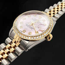 Afbeelding in Gallery-weergave laden, Rolex Datejust Roze Parelmoer Diamant Wijzerplaat 31 mm Tweekleurig Horloge
