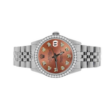 Afbeelding in Gallery-weergave laden, Rolex Datejust Zalm Diamant Wijzerplaat Bezel 31mm Roestvrijstalen Horloge
