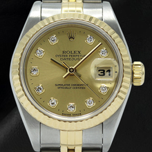 Afbeelding in Gallery-weergave laden, Rolex Datejust champagne diamanten wijzerplaat 26 mm jaar 2001 tweekleurig horloge
