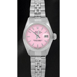 Rolex Datejust dameshorloge van roestvrij staal met roze wijzerplaat en 26 mm wijzerplaat