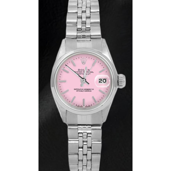 Rolex Datejust dameshorloge van roestvrij staal met roze wijzerplaat en 26 mm wijzerplaat
