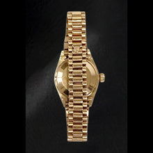 Afbeelding in Gallery-weergave laden, Rolex Datejust presidentiële stijl 26 mm champagne wijzerplaat geelgoud dameshorloge
