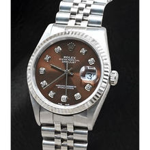 Afbeelding in Gallery-weergave laden, Rolex Datejust roestvrijstalen horloge met chocoladediamanten wijzerplaat
