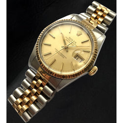 Rolex Datejust tweekleurig herenhorloge met champagnekleurige wijzerplaat van 36 mm