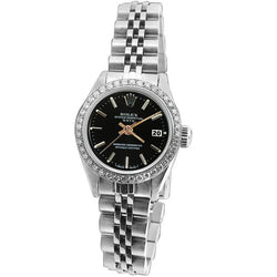 Rolex Datum-horloge roestvrijstalen jubileum zwarte wijzerplaatrand
