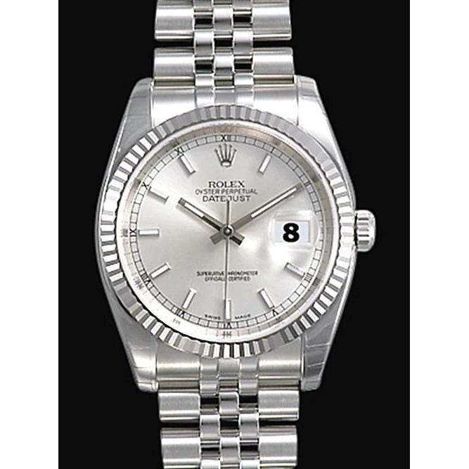 Rolex Datum Heren stalen zilveren horloge