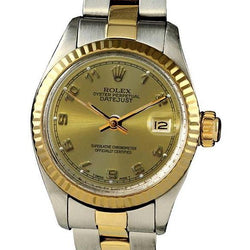 Rolex Datumhorloge Dames Rolex Arabische wijzerplaat tweekleurig