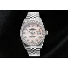 Afbeelding in Gallery-weergave laden, Rolex Datumjust-horloge met roze diamanten wijzerplaat Oester eeuwigdurende lunette diamanten snelverstelling

