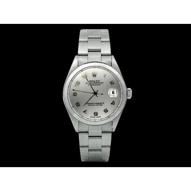 Rolex Datumjust-horloge met witte Arabische wijzerplaat Oester Doorlopend roestvrij staal snelverstelling

