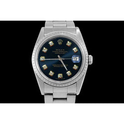 Rolex Datumjust-horloge met zwarte diamanten wijzerplaat, gecanneleerde lunette Oester SNELLE INSTELLING
