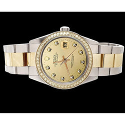 Rolex Datumjust-horloge van roestvrij staal en gouden Oester-diamanten wijzerplaat