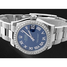 Afbeelding in Gallery-weergave laden, Rolex Datumjust 31 blauw Roman Oester roestvrijstalen dameshorloge
