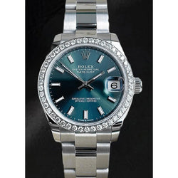 Rolex Datumjust 31 diamanten mintgroen roestvrijstalen dameshorloge