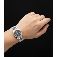 Afbeelding in Gallery-weergave laden, Rolex Datumjust 31 herenhorloge van roestvrij staal met grijze diamanten wijzerplaat P4
