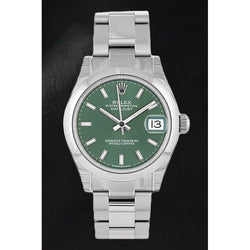 Rolex Datumjust 31 mm mintgroen roestvrijstalen horloge met lichtgevende wijzerplaat