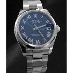 Rolex Datumjust 31 mm roestvrijstalen dameshorloge met blauwe Romeinse wijzerplaat