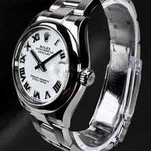 Afbeelding in Gallery-weergave laden, Rolex Datumjust 31 mm stalen dameshorloge met witte Romeinse wijzerplaat
