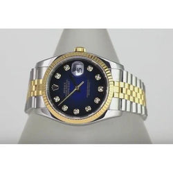 Rolex Datumjust 36 mm herenhorloge met diamanten wijzerplaat, gecanneleerde rand snel ingesteld