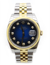 Afbeelding in Gallery-weergave laden, Rolex Datumjust 36 mm herenhorloge met diamanten wijzerplaat, gecanneleerde rand snel ingesteld
