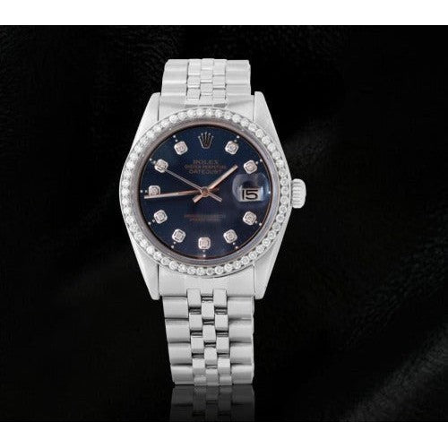 Rolex Datumjust Blauwe diamant Wijzerplaat lunette Horloge Jubileum Armband roestvrij staal SNELLE INSTELLING
